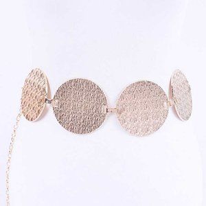 Plus Size Medallion Plate Chain Belt - Gold